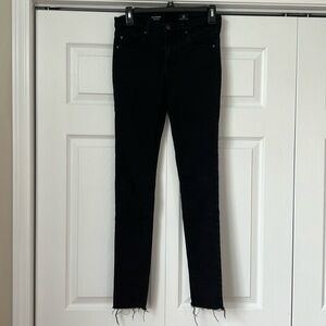 AG Adriano Goldschmied The Legging Super Skinny Jeans Black Raw Hem 26R DBD1288